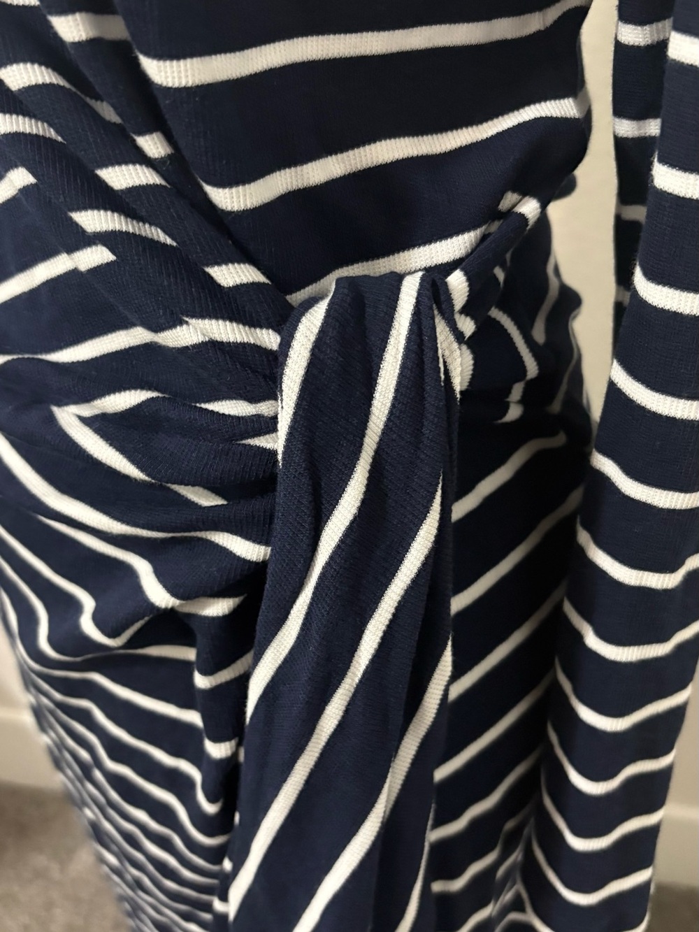 Ralph Lauren Striped Navy and White Knot-Side Long Sleeve Dress - Picture 2 of 6